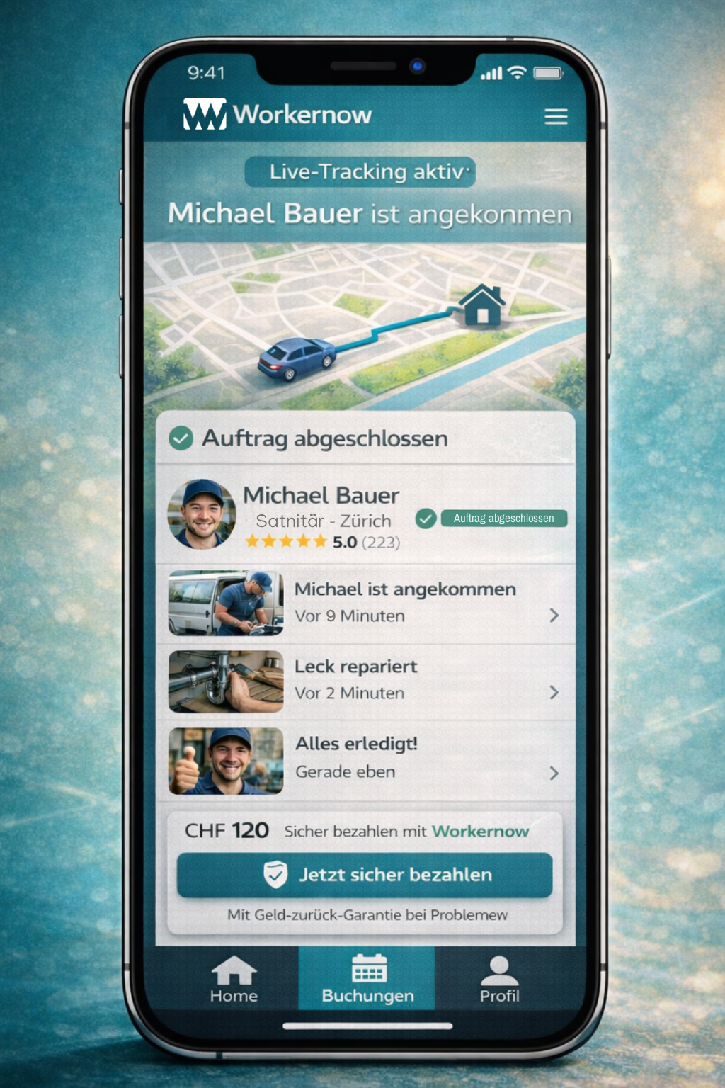 Auftrag verfolgen WorkerNow App